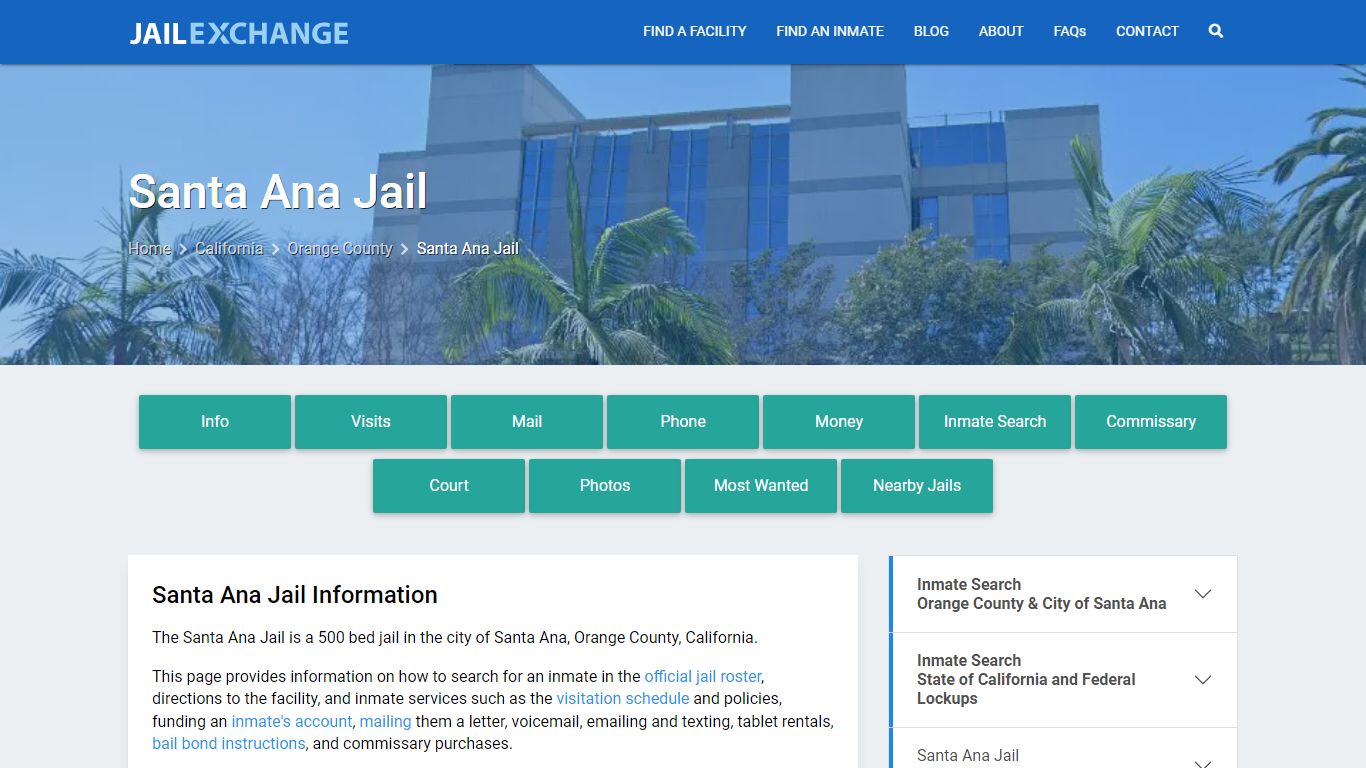 Santa Ana Jail, CA Inmate Search, Information